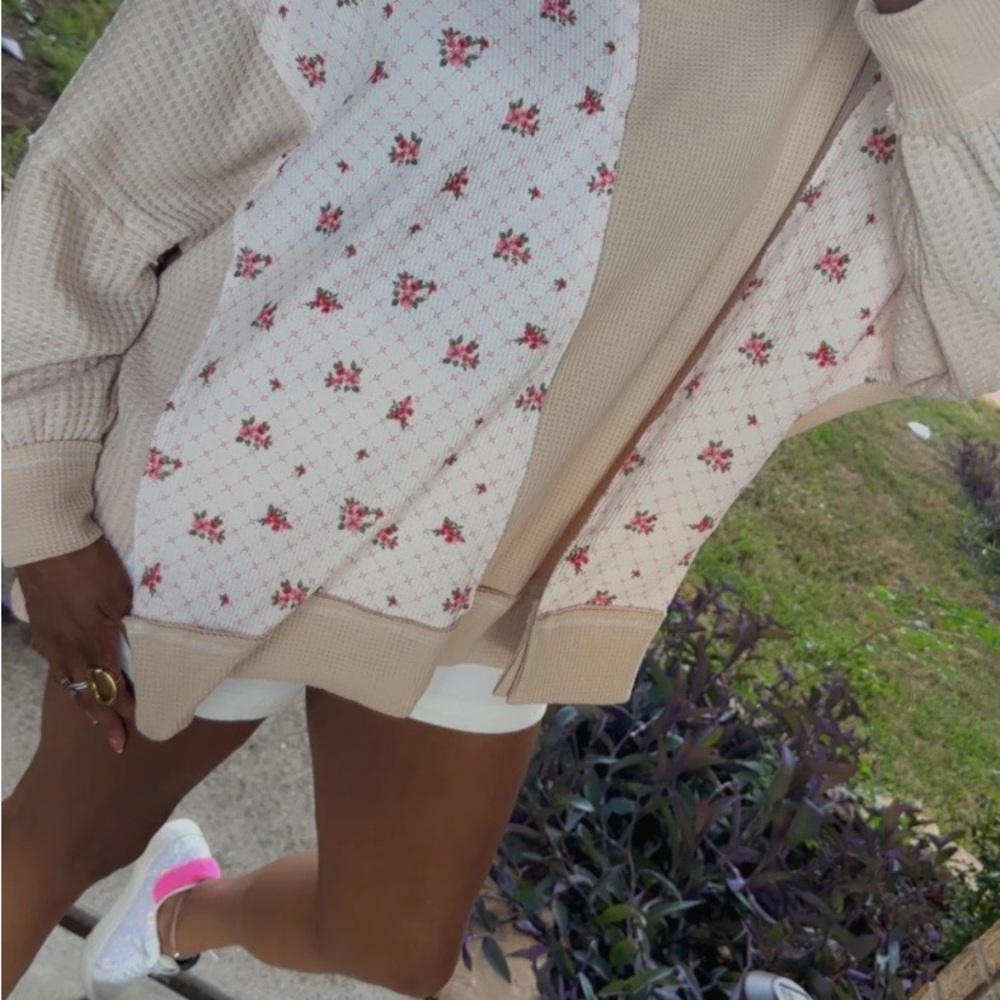 Floral Patchwork Colorblock Sweater - image 7